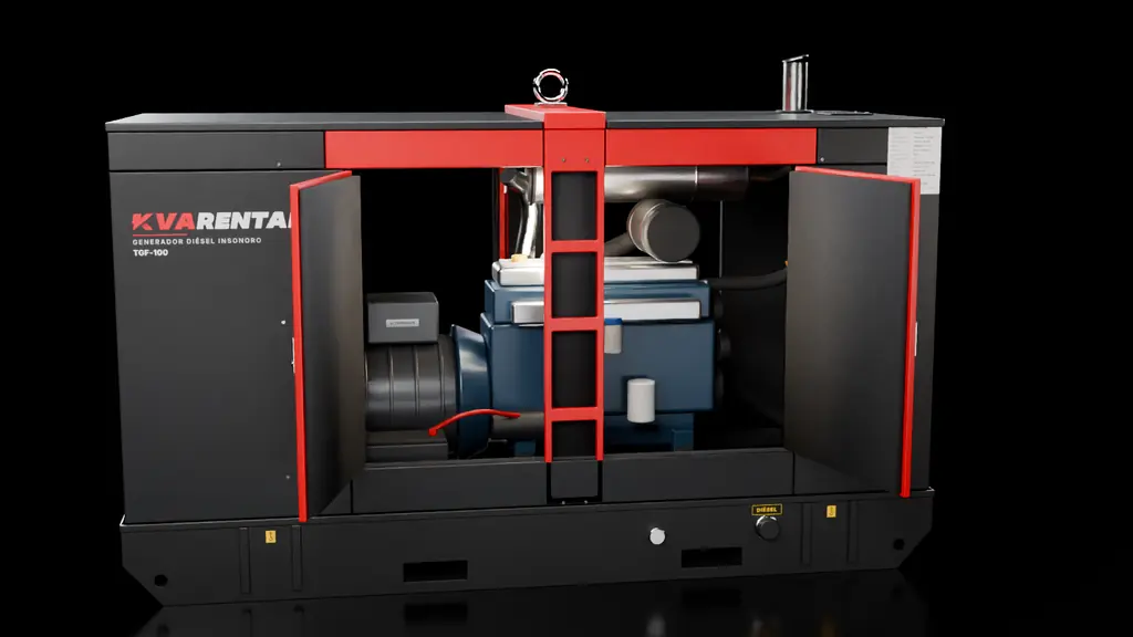 TGF-100 con las puertas abiertas y el motor a la vista